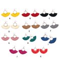 thumbnail image 2 of 1 Paire de Boucles d'Oreilles Bohémiennes à Pampilles Pendantes Élégantes en Forme d'Éventail Bijoux Exagérés Faits à la Main pour Fête Boucles d'Oreilles à Franges Rouges, 2 of 8