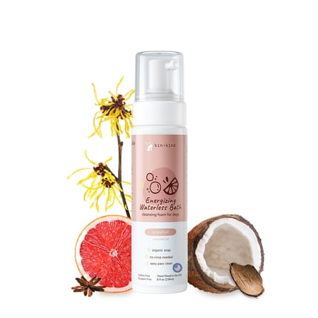 kin+kind Waterless Dry Shampoo for Dogs - Rinse-Free Eliminate Itch and Odor Natural Formula with Witch Hazel Coconut Oil Olive Oil and Grapefruit - Made in USA
