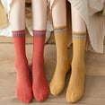 thumbnail image 3 of Waroomhouse Warm Socks Women Colorful Striped Socks 1 Pair Women Fall Winter Socks Solid Color Mid-tube Thick Warm No Odor Elastic Anti-slip Striped Sweat, 3 of 8