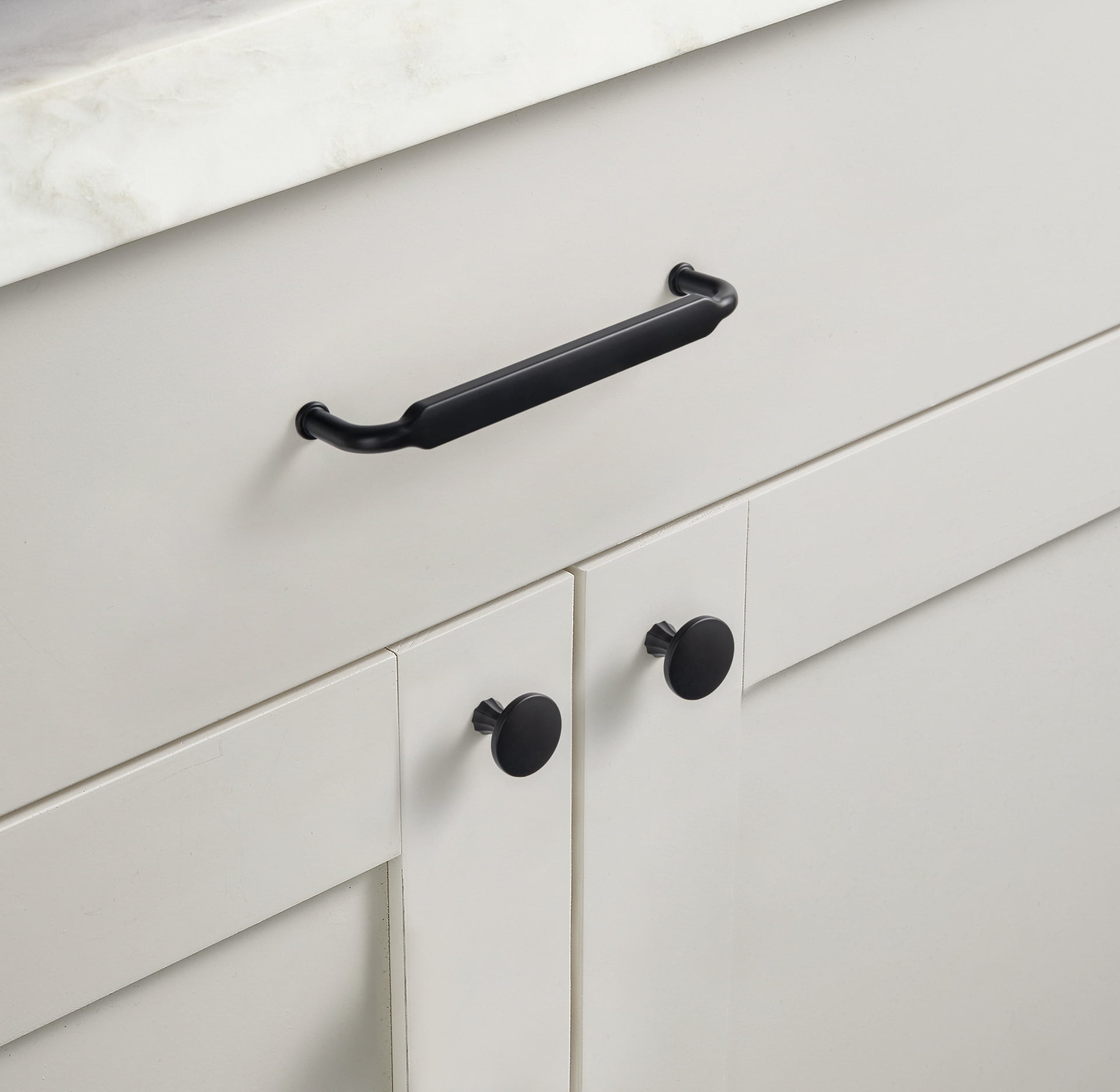 Goo-Ki 6 Pack 5''(128mm) Hole Center Matte Black Cabinet Pulls, Zinc Alloy Minimalist Style Cabinet Handles for Drawer,Dresser,Cupboard Wardrobe Cabinet