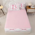 thumbnail image 4 of Homewish Girls Pink Bowknot Zipper Full Size Comforter Sets with Fitted Sheet and 2 Pillowcases,Initial Alphabet B Zipper Bedding Set For Kids,Pink Reversible,4 Pieces, 4 of 7