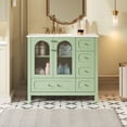 thumbnail image 4 of Harper & Bright Designs 36" Bathroom Vanity with Sink, Modern Bathroom Cabinet Freestanding with Drawers, Wood Bathroom Storage Cabinet with Glass Doors, Green, 4 of 14