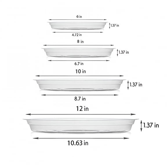 ACDANC 5-Pack Transparent Plastic Plants Trays - 6-12 Inch Self-Watering Saucers for Indoor/Outdoor Pots | Diamond-Shaped Drainage Catchers for Flowers,Succulents & Herbs (6 in)