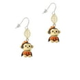 thumbnail image 2 of Delight Jewelry Resin Monkey in Pumpkin Costume Goldtone Leaf French Earrings, 2 of 4