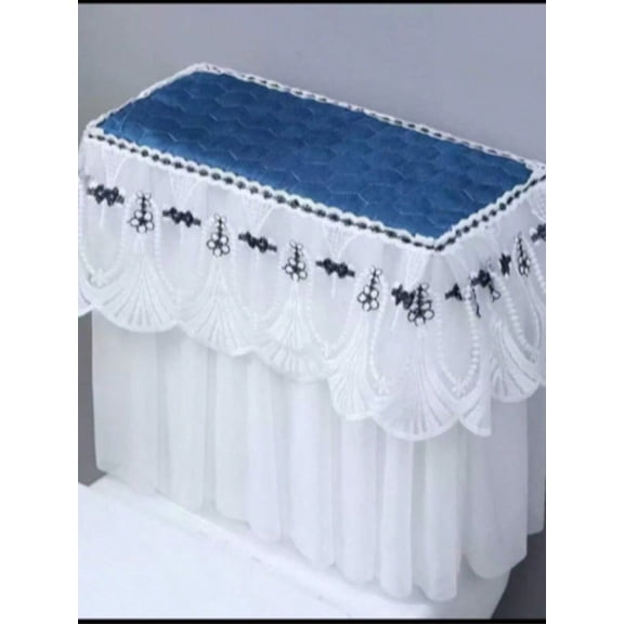 Toilet Tank Cover Decorative Fabric Full Wrap Design For Bathroom Aesthetics 1pc Blue
