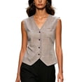 thumbnail image 4 of GUACER Gingham Plaid Vest for Women Sleeveless Button Down V Neck Blouse with Pocket Casual Summer Tank Tops, 4 of 8