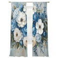 thumbnail image 6 of Hydrangeas Flower Sheer Curtains for Living Room Bedroom Blue White Floral Country Oil Painting Sheer Curtains 84 Inch Long 2 Panels Set Light Filtering Curtain Window Treatments Drapes, 6 of 6