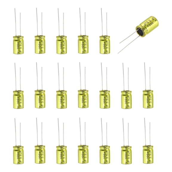 3.3uF 100V Non-Polarized Electrolytic Capacitor, 10mm x 17mm Aluminum Audio Capacitors for DIY Projects Audio Tweeter Frequency Divider Pack of 20