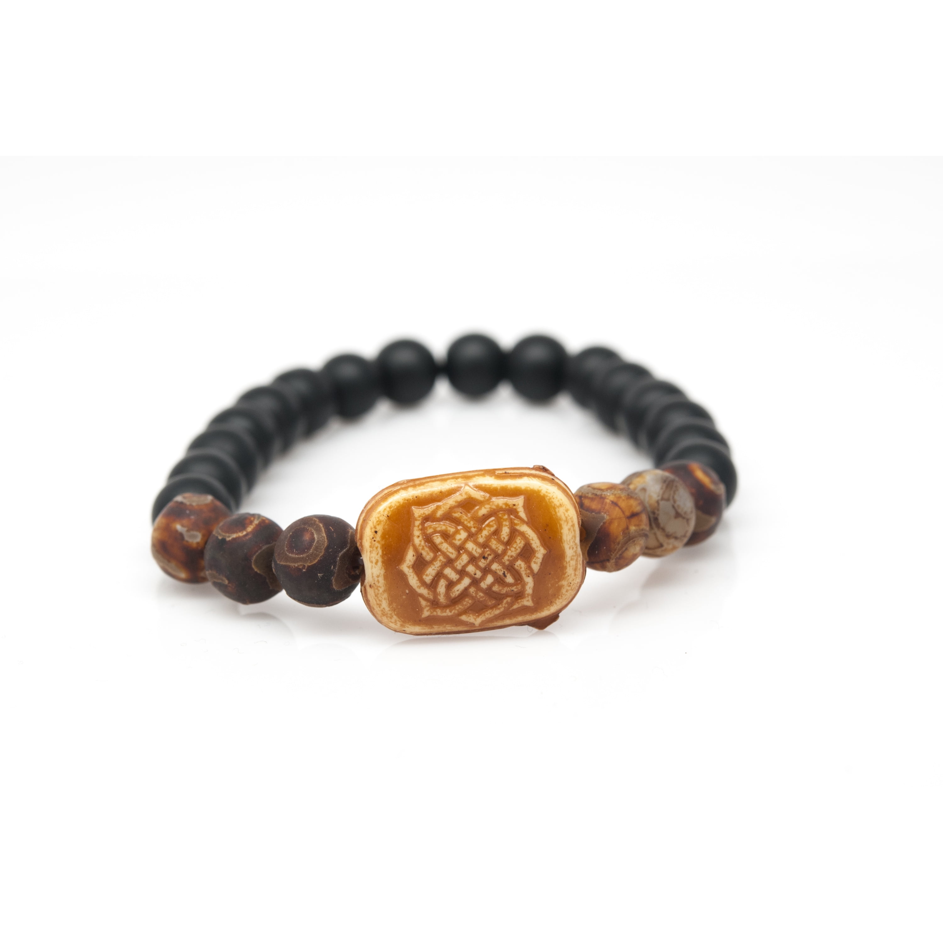 Wrist Beads Semiprecious Stone Bracelet - Real Black Onyx and Agate ...