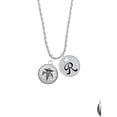 thumbnail image 2 of Delight Jewelry Silvertone Domed Black PA Silvertone Script Initial Disc - R - Charm Necklace, 20"+3", 2 of 4