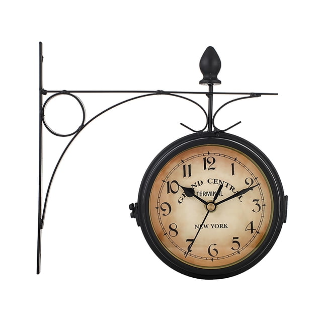 Reloj De Pared Retro Reloj De Pared De Hierro Reloj Colgante De Doble Cara Reloj Decorativo Silencioso Reloj De Pared Con Pilas Para El Hogar Pasillo Café Restaurante sonducket HA025243-01