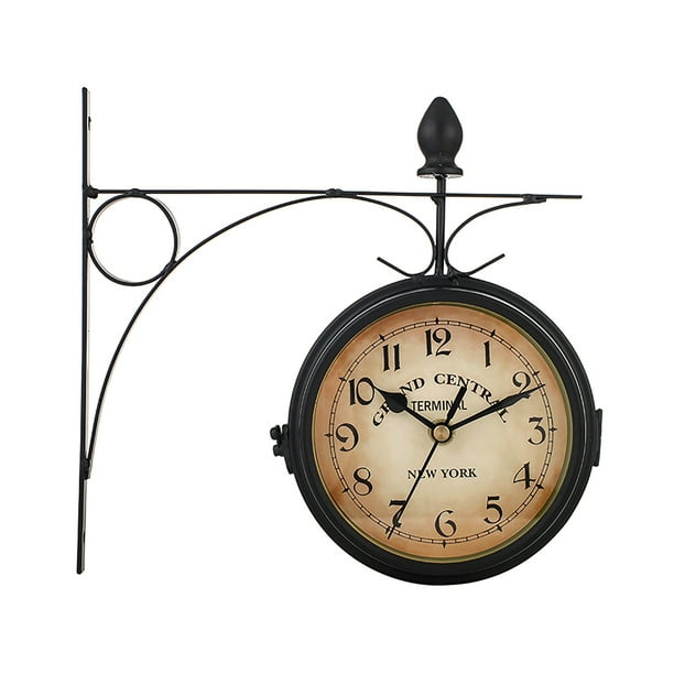 European Style Clock Wrought Iron Wall Clock Retro Decorative Double