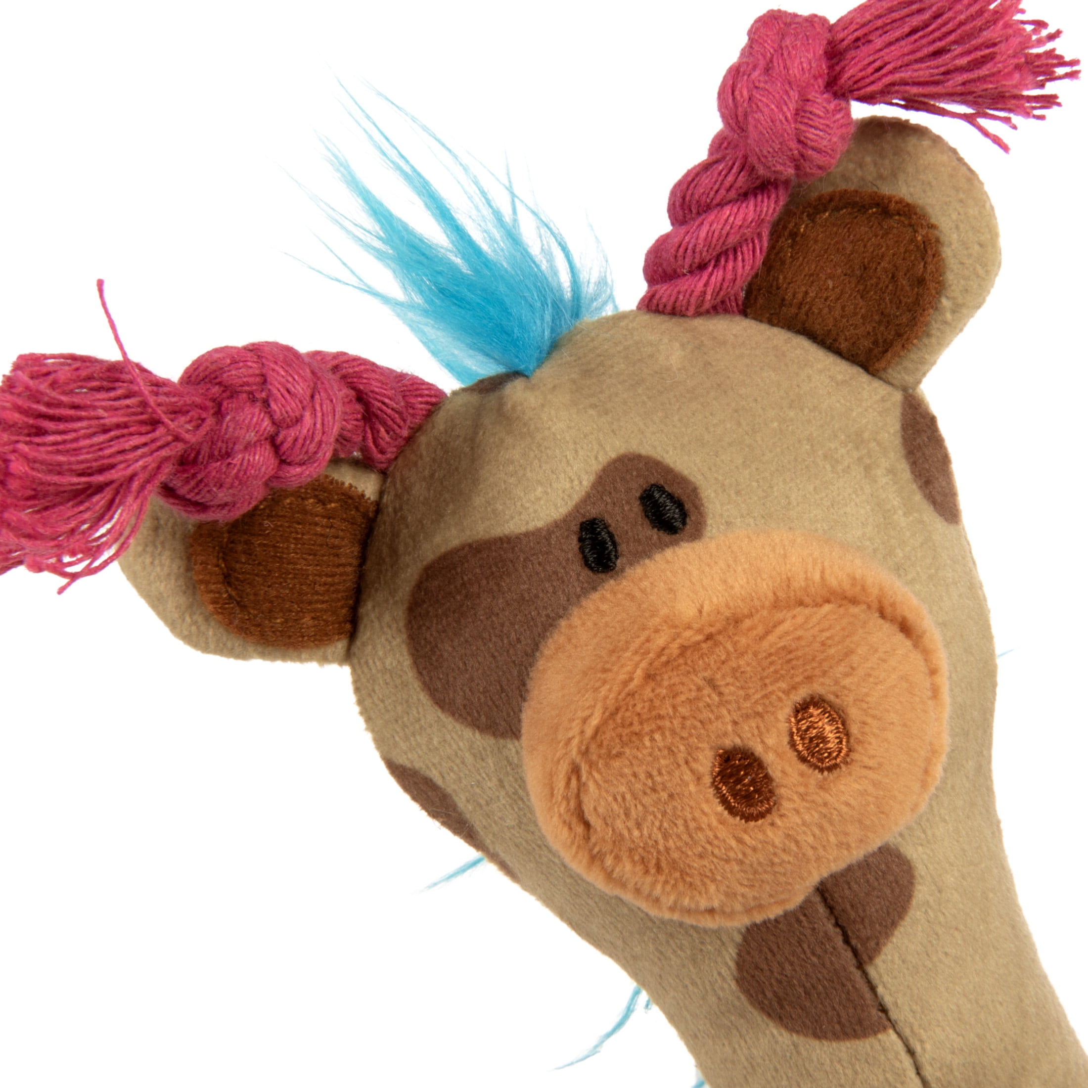 TrustyPup Tough 'N Fun Long Neck Giraffe Plush Squeaky Chew Guard Dog Toy, Tan Small