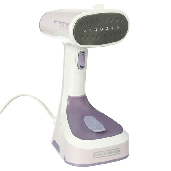 Black   Decker Easy Store Foldable Garment Steamer, Heated Metal Plate, 10ft Cord, 8 Min of Steam