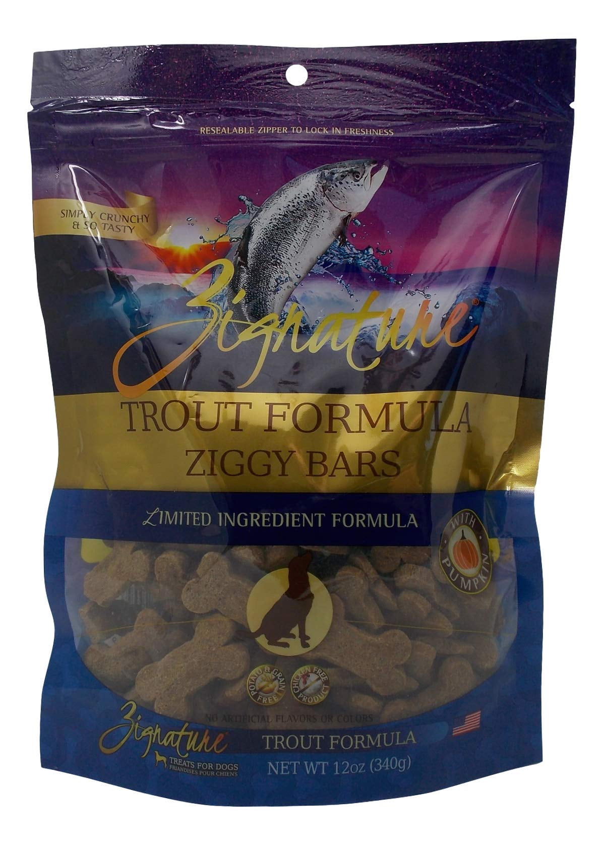 Dog Treats Ziggy Bars 3 Flavor (1) Each: Trout, Salmon, Duck | MerlinsMart Zine & Rope Toy | Zignature