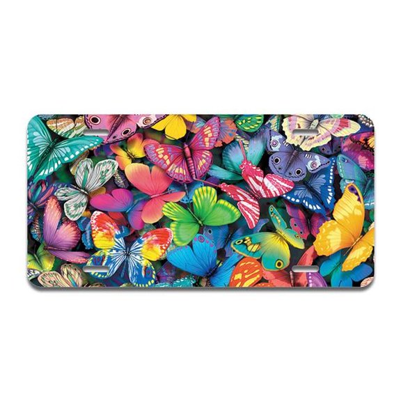 Butterfly Party Aluminum License Plate| License Plate 12" X 6" Fits Any Car, Truck, SUV, RV, or Trailer | Made in The USA