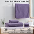 thumbnail image 3 of Jessy Home 6 Piece Towel Set Dark Purple Soft Bath Towel Set for Bathroom-2 Bath Towels, 2 Hand Towels, 2 Washcloths Highly Absorbent Bath Sheet for Hotel & Spa, 3 of 7