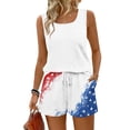 thumbnail image 2 of Stralyhd 250 Anniversary Usa 2 Piece Sets for Women American Flag Striped Summer Sets Patriotic Shorts Outfits Freedom Matching Lounge Set with Pockets White XL, 2 of 6