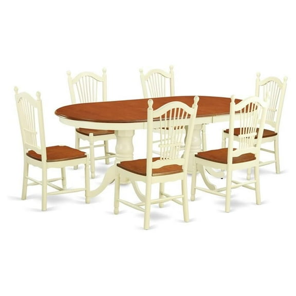 Atlin Designs 7-piece Wood Dining Table and Chair Set in Cherry