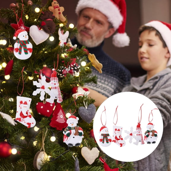 HOOWIFFY Christmas Tree Hanging Decorations, Soft Clay Ornaments, Assorted Colors, 4 Pieces, Holiday Home Decor