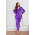 thumbnail image 3 of U2SKIIN Women Fleece Pajama Set,Long Sleeve Soft Comfy Pj Sleepwear for Women（Violet，L）, 3 of 5