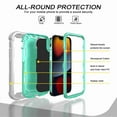 thumbnail image 2 of Dteck Back Case For Apple iPhone 13, Ring Stand Shockproof Hybrid Hard PC Soft Silicone Bumper Heavy Duty Shockproof Three Layer Drop Protective Girls Boy Cute Phone Case(Gray+Mint), 2 of 6
