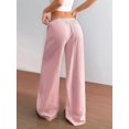 thumbnail image 6 of Wide Leg Pants for Women Flowy Palazzo Drawstring Elastic Waist Trousers Beach Vacation Clothes Pink 4XL, 6 of 8