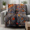 thumbnail image 2 of Fall Leaves Blanket Soft Cozy Warm Twin Blanket for Bed, Plush Fuzzy Flannel Fleece Blankets for Sofa, Autumn Maple Rustic Wooden Barn Door Throw Blankets for Couch, Gifts for Men, 60"x80", 2 of 9