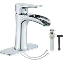 Chrome Bathroom Faucet,Yundoom Waterfall Bathroom Faucet Chrome,Pop Up Drain Bathroom Sink Faucet,Single Handle Bathroom Faucets,Faucet for Bathroom Sink Silver,Vanity Farmhouse Bathroom Faucet