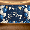 thumbnail image 4 of Navy Blue Backdrop with Golden Stars and Balloons Happy Birthday Banner Party Supplies Photography Props Birthday Decoration Photo Booth Background Decor, 4 of 6