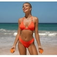 thumbnail image 3 of Charmo Women Ribbed Triangle Bikini Swimsuit Halter Two Piece Bathing Suit, 3 of 7