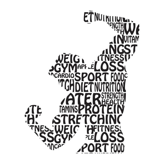 Holiday Gift Dad Loss Water Protein Sports Active Quotes & Sayings Wall Decal Decoration Stretching Health Diet Motivational Gym Decor Lasts Years and Easily Removable - Size: 10 in x 12 in