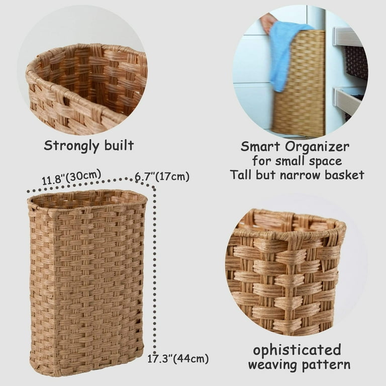 Wicker Narrow Umbrella Stand Freestandling Tall Basket for Multi