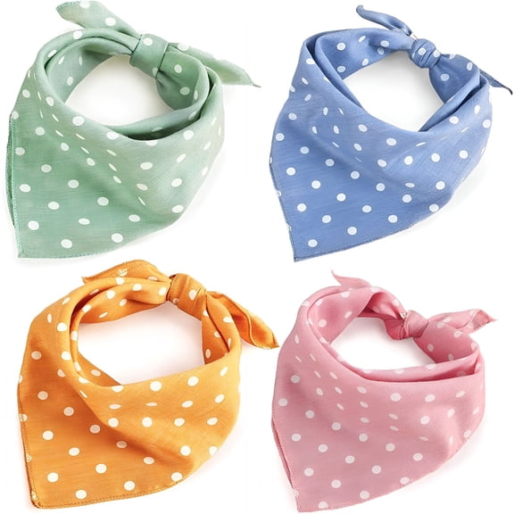 GASTROPOD 4 Pack Dog Bandanas, Soft Cotton Adjustable Puppy Scarf, Cute Polka Dot Pet Collar Accessories for Small Medium Large Dogs
