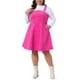 thumbnail image 1 of Vestido corto de tirantes de pana de talla grande para mujer Agnes Orinda con bolsillo 1X Rosa intenso, 1 of 5