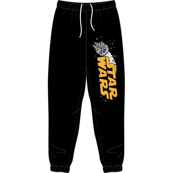 Star Wars Logo and Millennium Falcon Men's Black Graphic Sweats-M