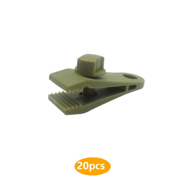 Naiovety Paquete de 20 pinzas para lona, portátiles, reutilizables, desmontables, de Color sólido, para interior y exterior, para acampar, carpas Verde Naiovety OD022567-01