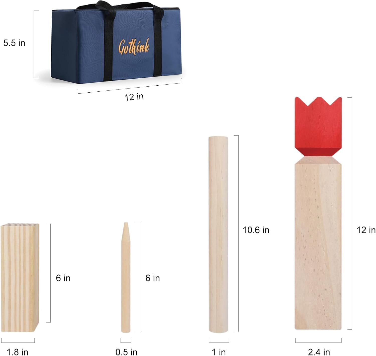 Kubb Yard Game Set - Fun, Interactive Outdoor Family Games for Adults and Kids, Durable Blocks with Travel Bag, Perfect for Backyards, Lawn, and Beach