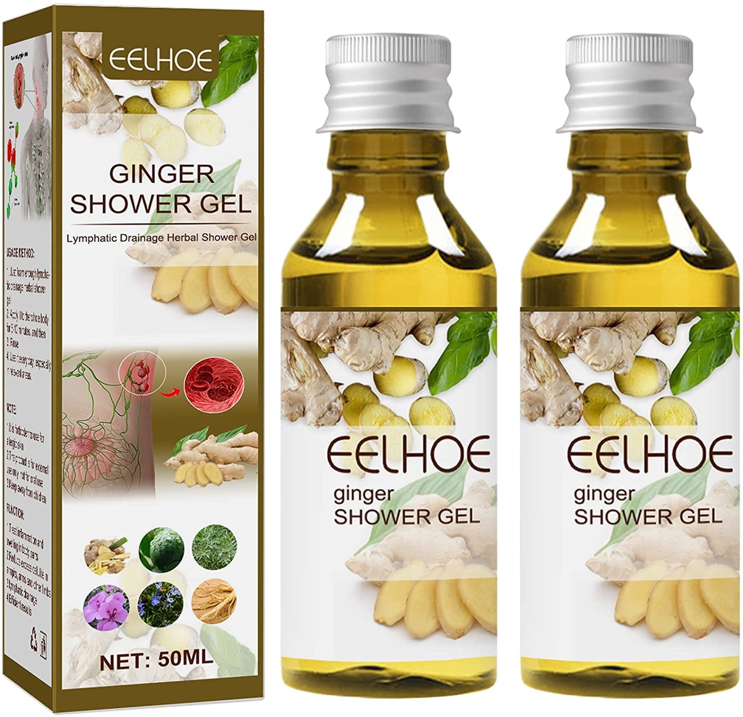 Buy 50ML Lymphatic Drainage Herbal Shower Gel, Weight Loss Ginger