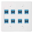 thumbnail image 1 of Ethernet Wall Plate 8 Port - Double Cat6 Rj45 Network Cable Faceplate Female To Female - Blue, 1 of 5