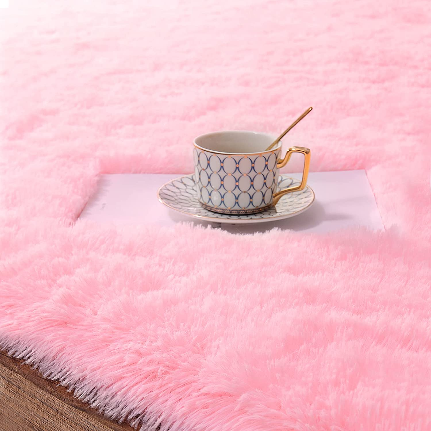 Lochas Soft Indoor Modern Area Rugs Fluffy Living Room Carpets for Children Bedroom Home Decor Nursery Rug 4' x 5.3', Pink - image 5 of 7