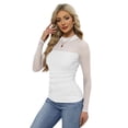 thumbnail image 3 of WIHOLL Womens Sexy Mesh Long Sleeve Shirts Fashion Clothing Turtle Necks Sheer Ruched Going Out Tops Fall Outfits Slim Fit Blouses White Shirts, 3 of 8
