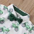 thumbnail image 4 of Tisuna Kids Gentleman Outfit Sets For Boys Cartoon Car Print Short Sleeve Button Down Shirts And Shorts Set Handsome Soft Infant Toddler Boys Formal Outfits Size 6-12 Months Green, 4 of 8
