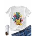 thumbnail image 4 of Women's T-Shirt Pineapple Hip Hop Fruit Short Sleeve Casual Tee Classic Crew Neck T Shirt for Women White, S, 4 of 7