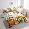 thumbnail image 3 of Manfei Autumn Pumpkin Bedding Twin Size, Vibrant Sunflower Bed Set, Rustic Farmhouse Reversible Bedding Sets Twin Size, Breathable Bedroom Decorative, 7pcs, 3 of 7