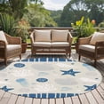 thumbnail image 4 of Round Rugs 7Ft, Blue Coastal Round Area Rug Washable Indoor Throw Carpet, Vintage Ocean Nautical Starfish Coral Striped Large Non Slip Circle Rug for Dining Room Playroom Home Decor Aesthetic, 4 of 8