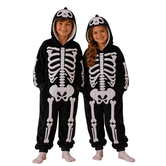 MEZZALL Halloween Jumpsuit For Kids Cozy One-Pieces Romper Soft Warm Parties Pajamas Long Sleeve Loungewear