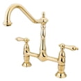 thumbnail image 1 of Kingston Brass KS1172AL Heritage Bridge Kitchen Faucet, Polished Brass, 1 of 4