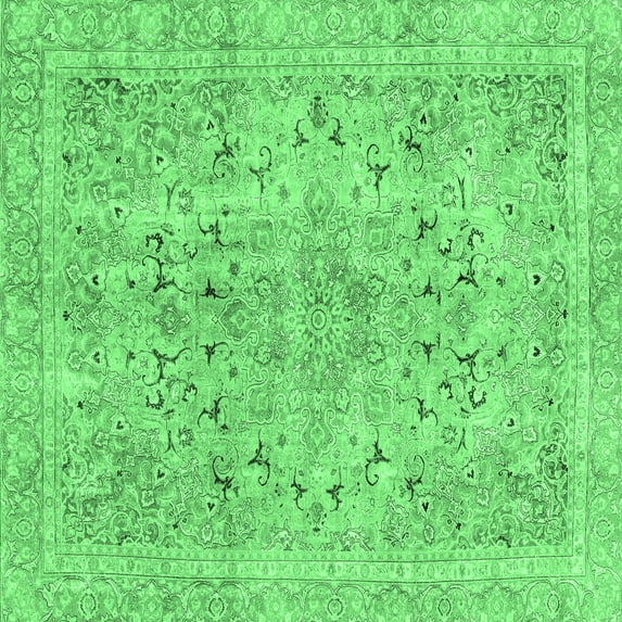 Ahgly Company Indoor Square Abstract Emerald Green Modern Area Rugs, 8' Square