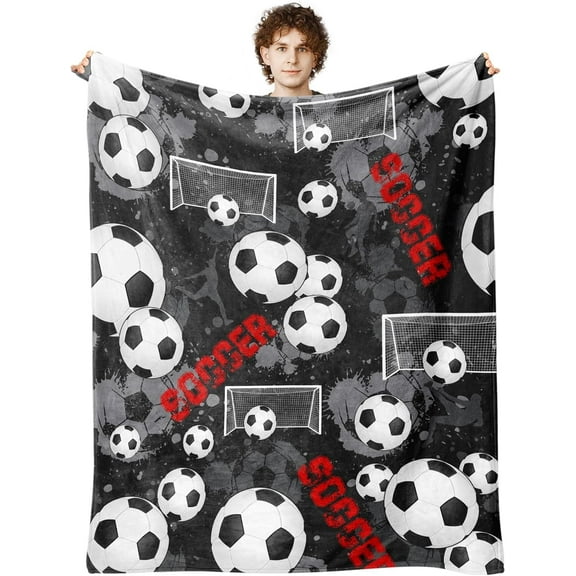 Soccer Blanket for Boys Girls, Soccer Gifts for Men Women, Soft Soccer Mom Gift Soccer Blanket for Room Decor Bedding 60"x80"